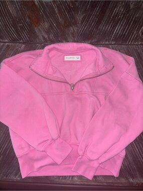 Sweater weather!! abercrombie kids Pink Half-Zip Cozy Fleece Pullover
